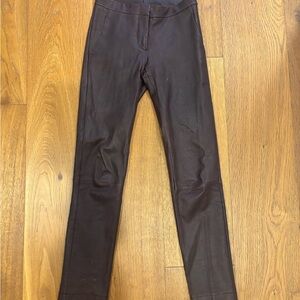 Lamb Leather Skinny Leg Pants in Deep Brown